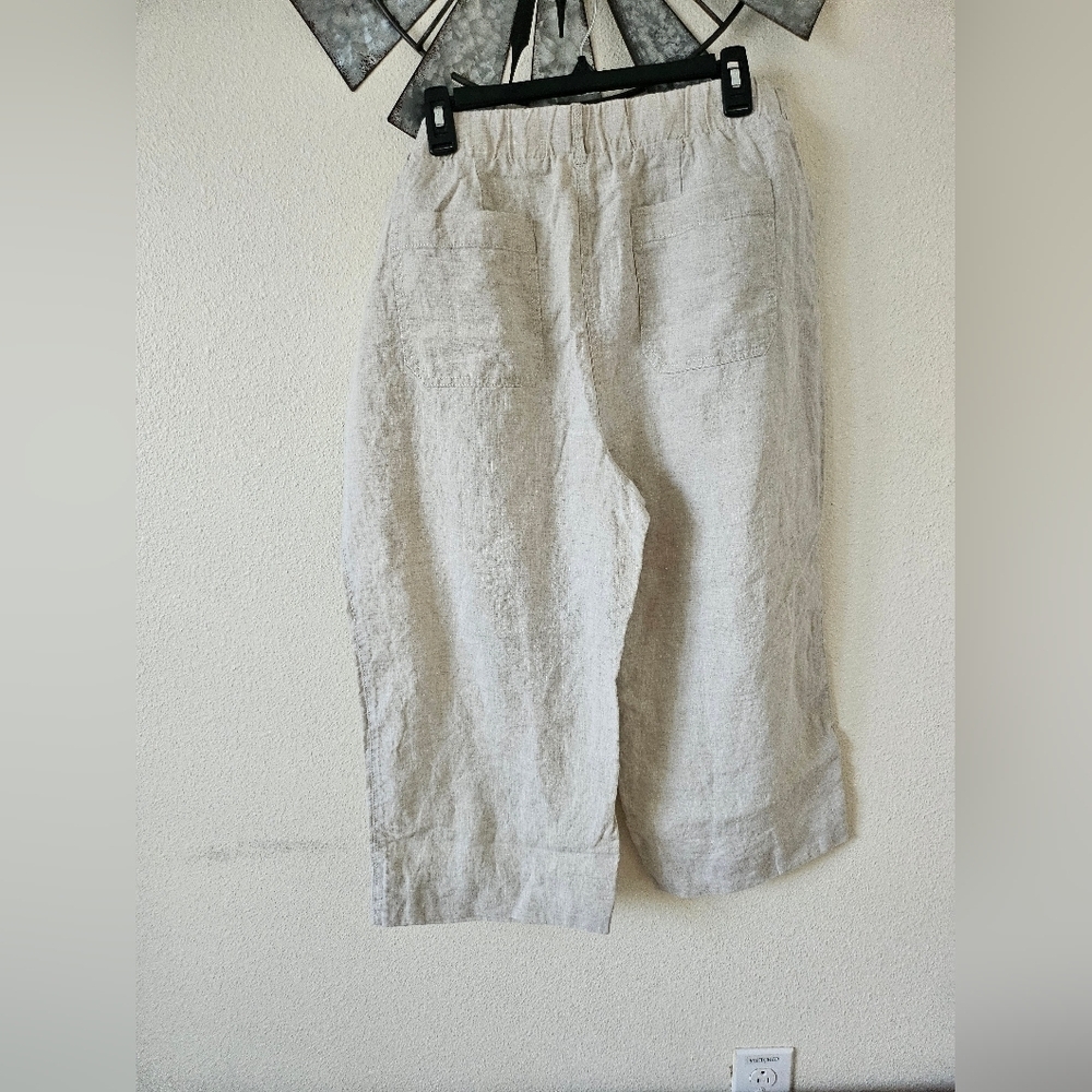 Chico’s 100% Linen Cropped Wide Leg Pants Beige Travel Resort Women’s Size 16. - Picture 9 of 12